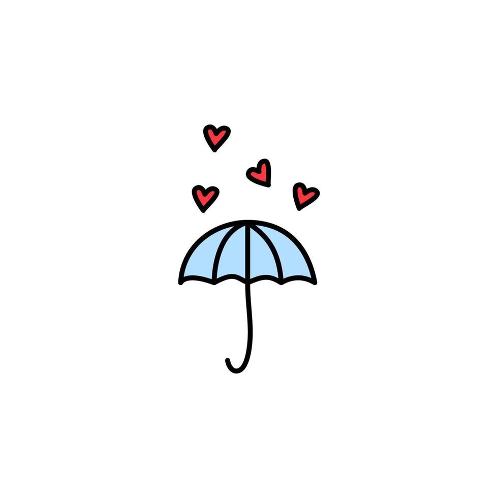 Valentine's Day, umbrella, hearts vector icon