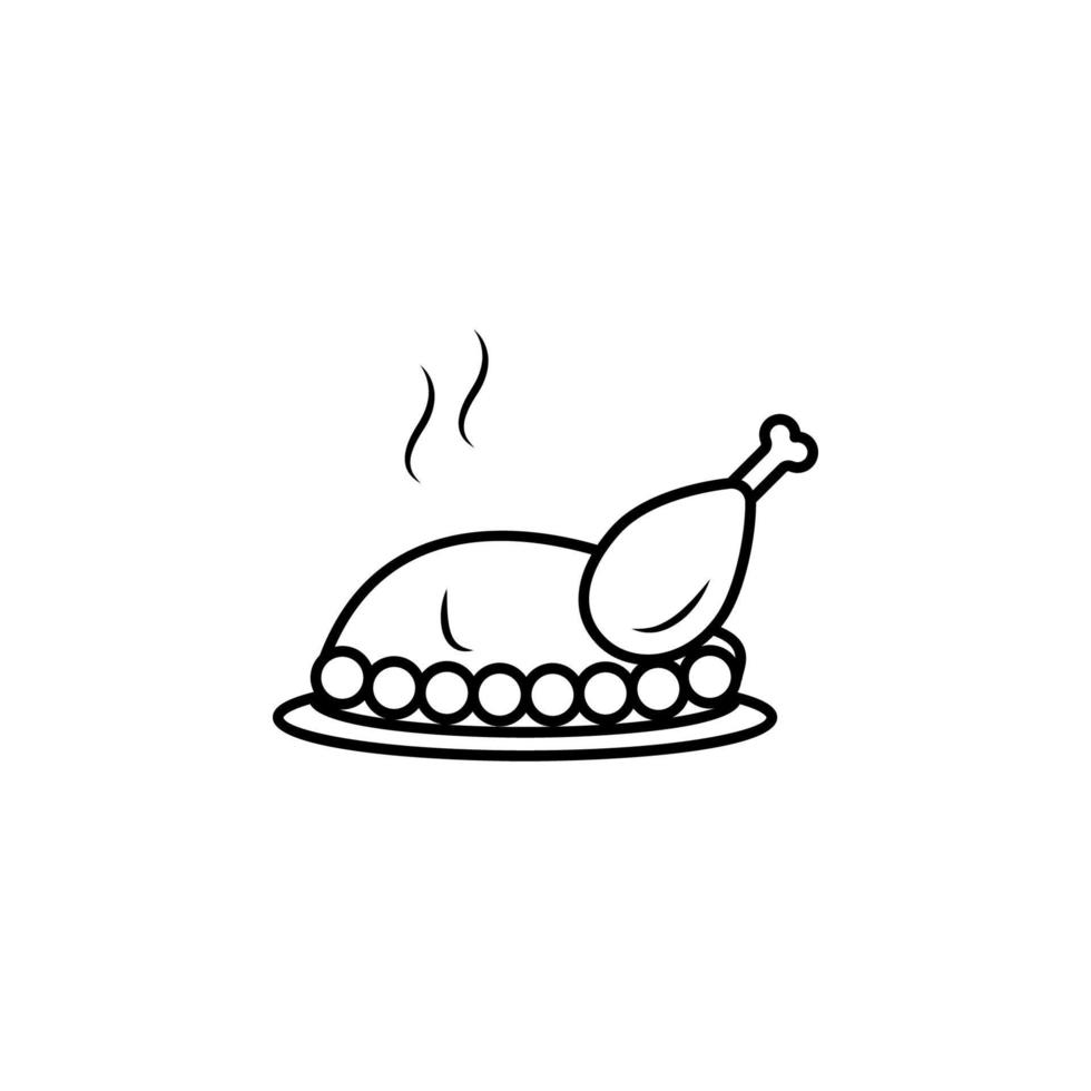 pollo, carne, horno, asado vector icono