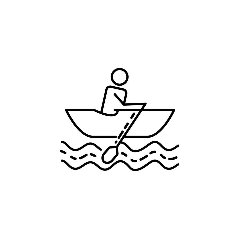 man in a boat dusk style vector icon