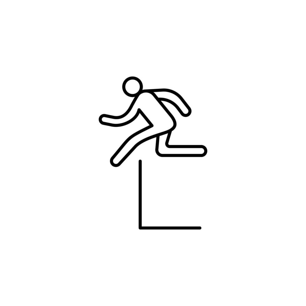 jumper across barriers outline vector icon