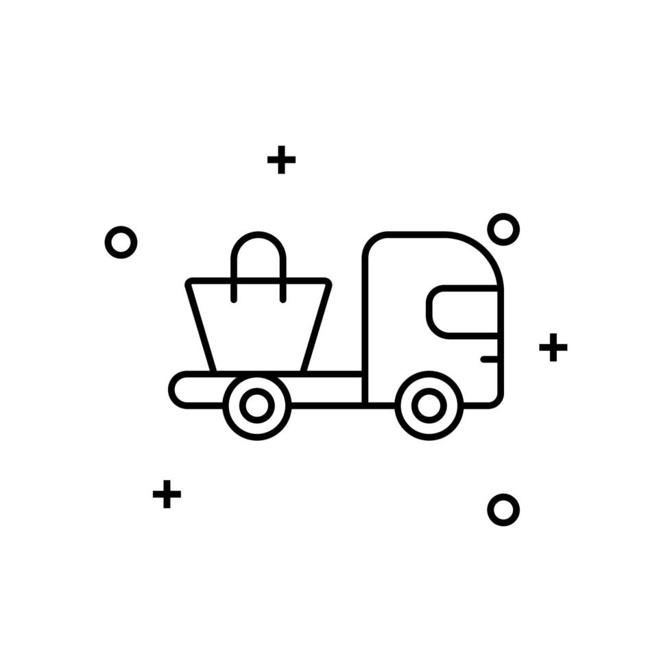 Delivery truck shopping bag vector icon