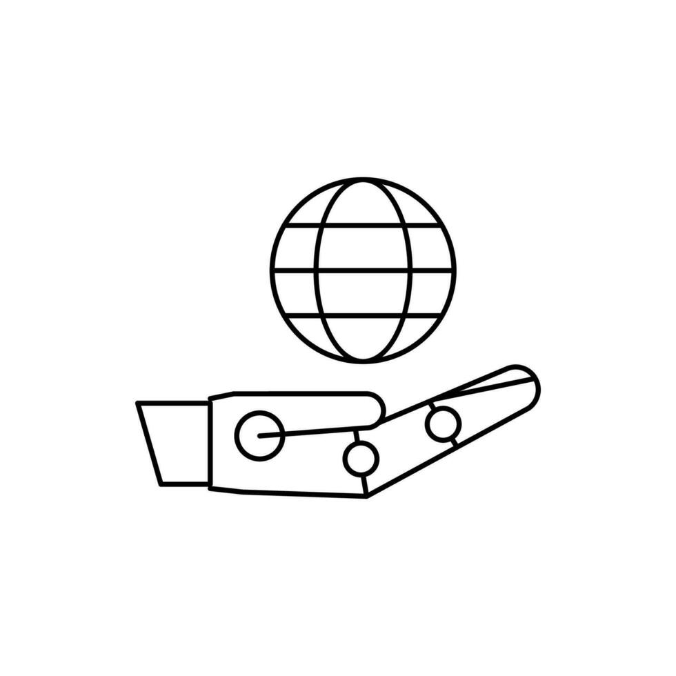 Robotic technology hand world vector icon