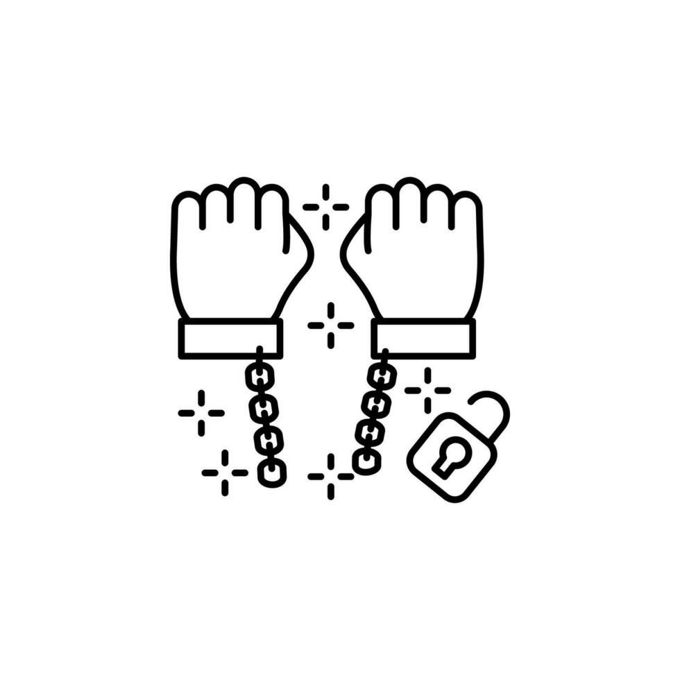 Amnesty hands chains lock vector icon