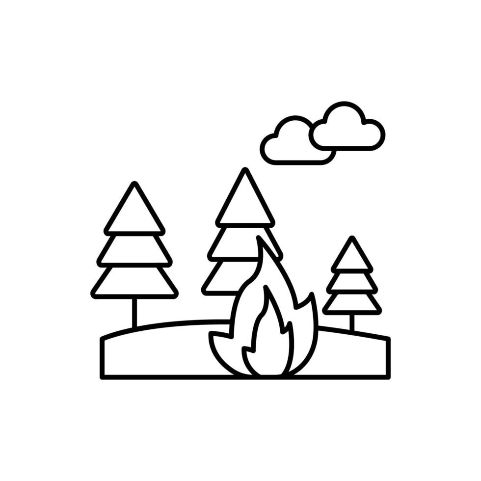 Fire, forest, trees vector icon