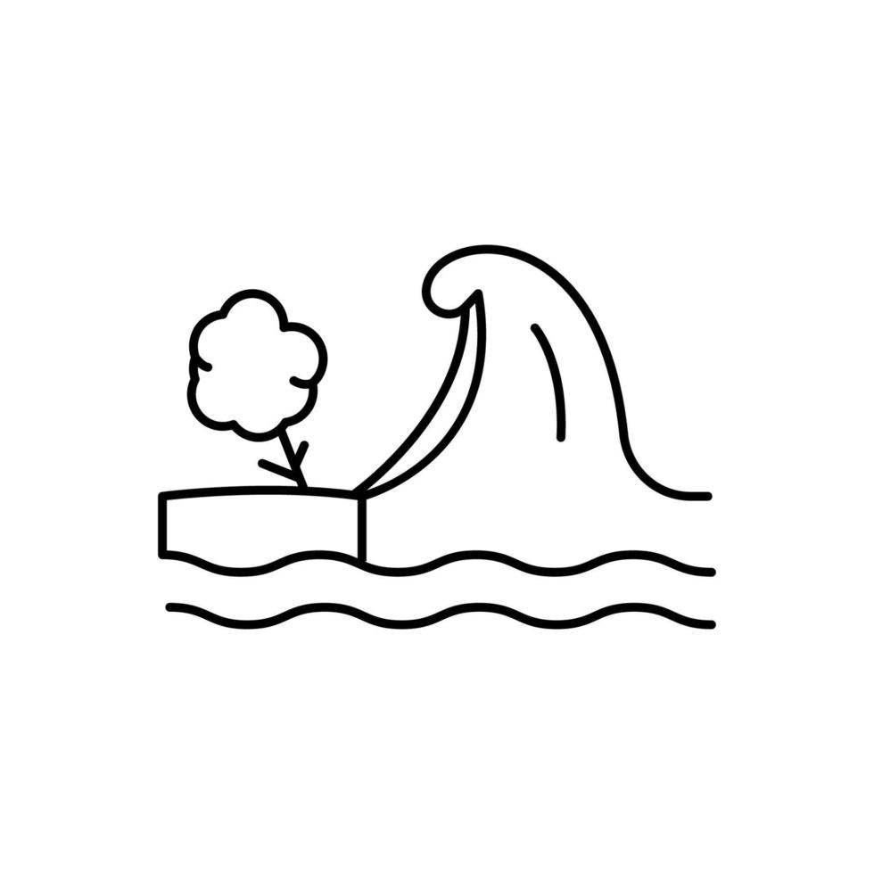 Tsunami, tree, wave vector icon