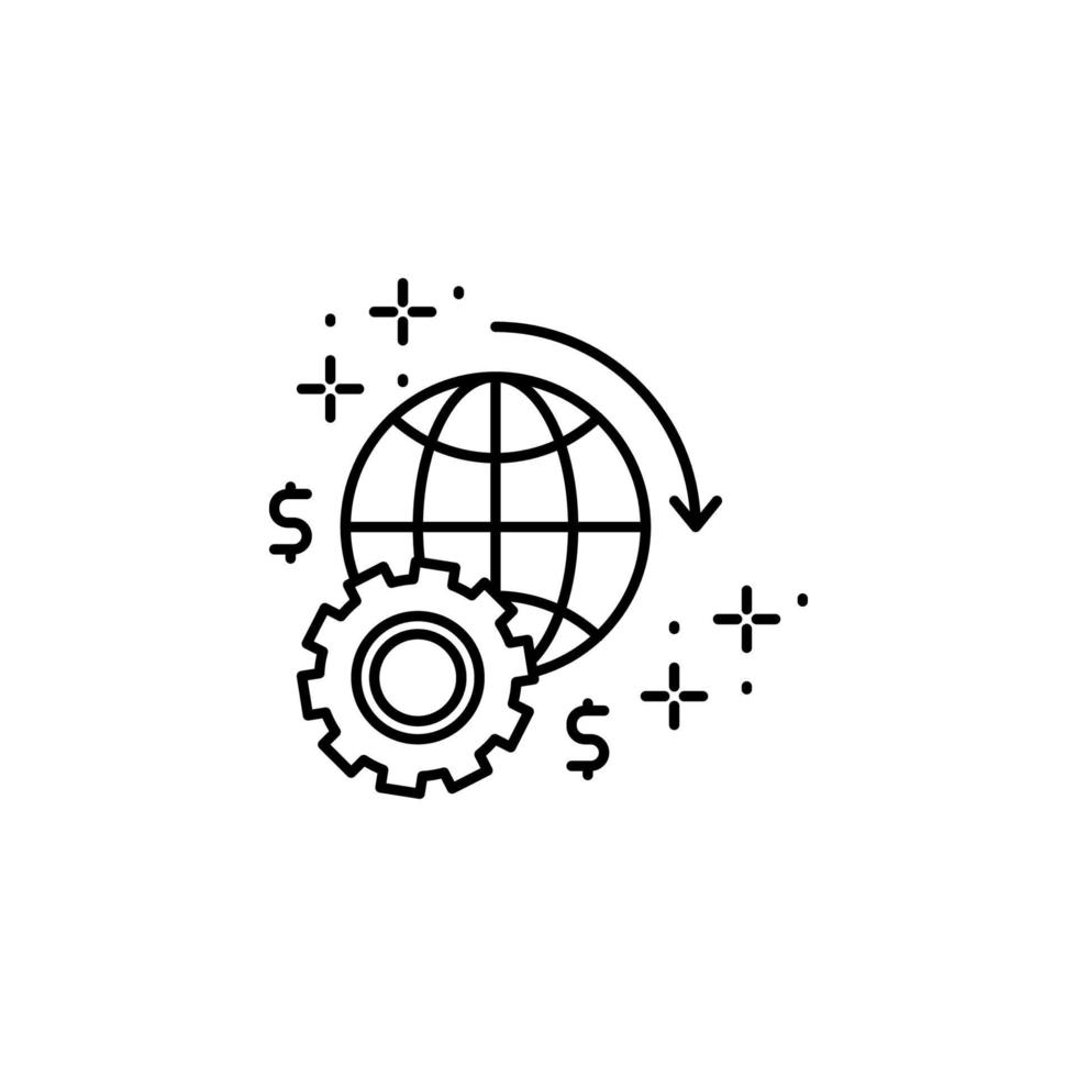 Globe gear arrow vector icon
