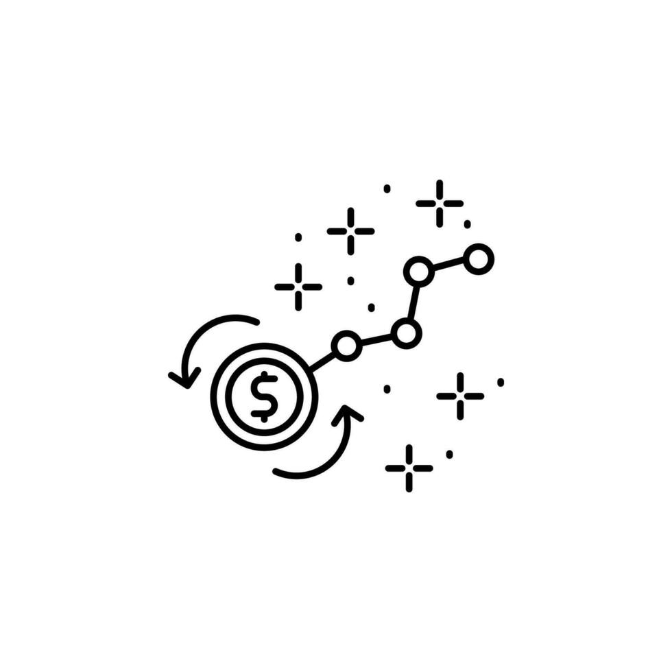 Coin dollar chart vector icon
