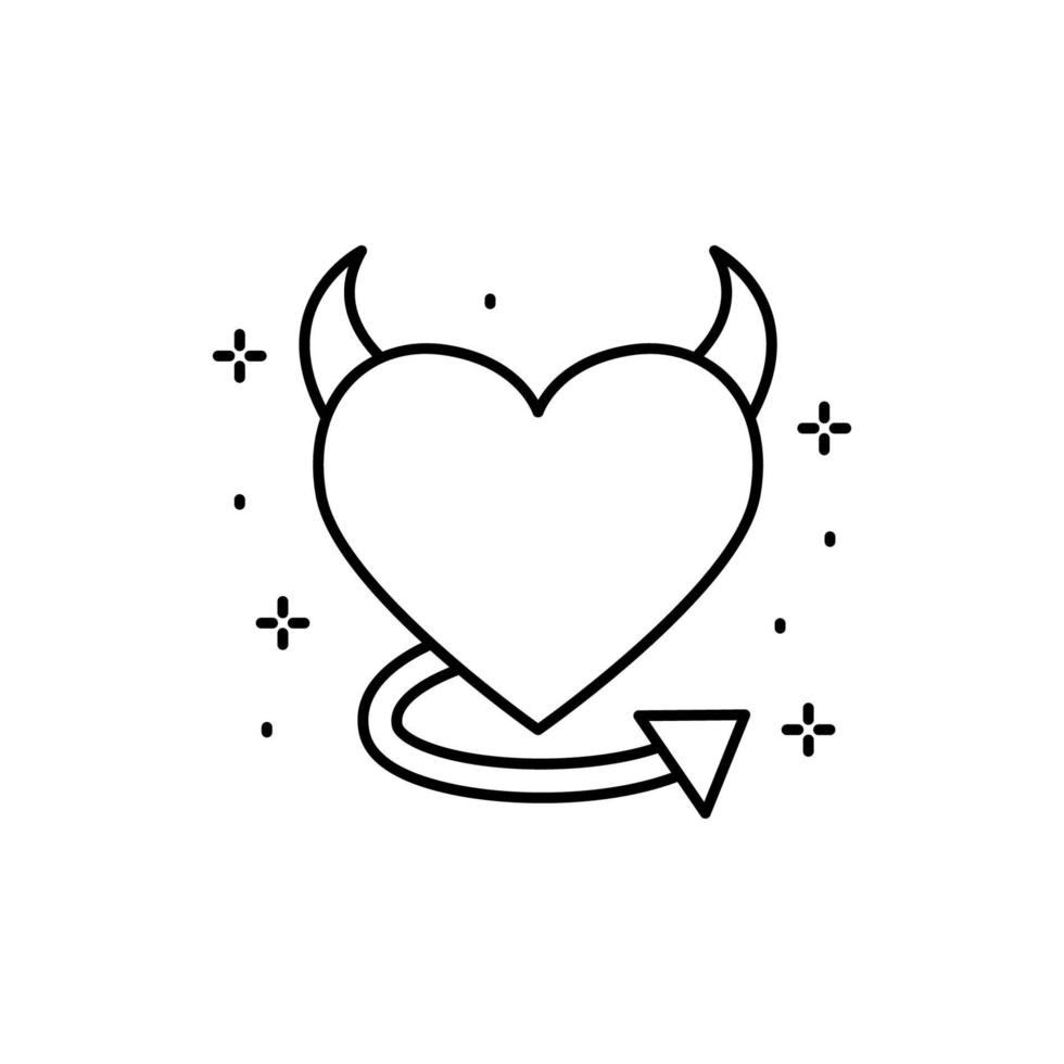 corazón, demonio vector icono