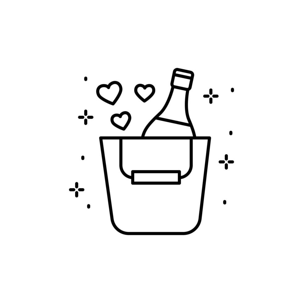 Champagne, love, heart vector icon