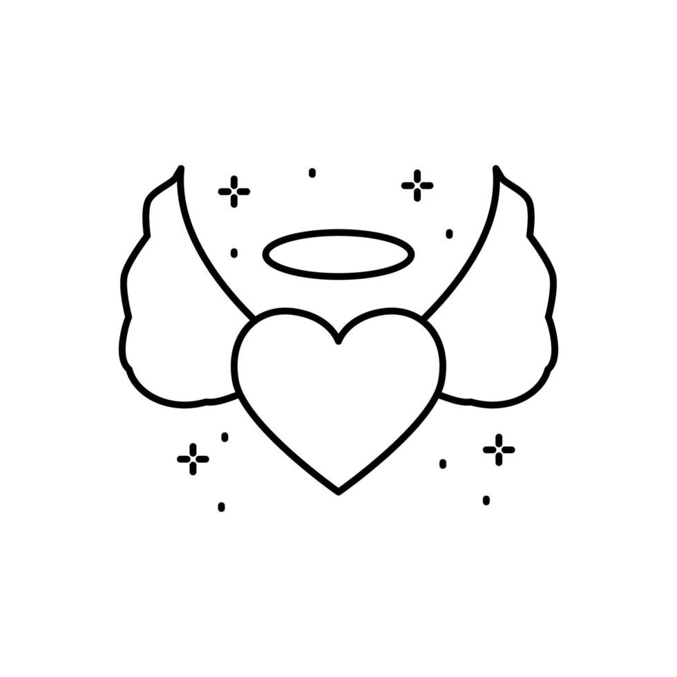 corazón, ángel vector icono