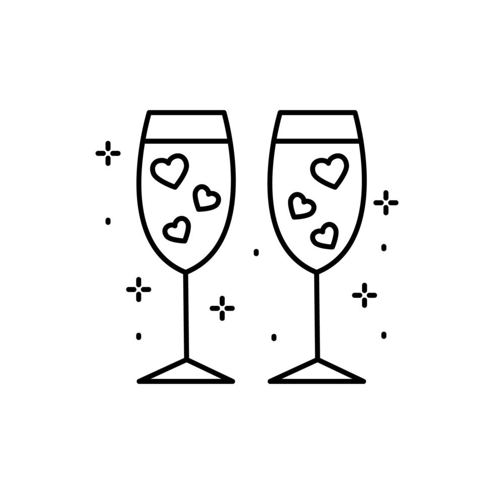 Champagne, love, glasses vector icon