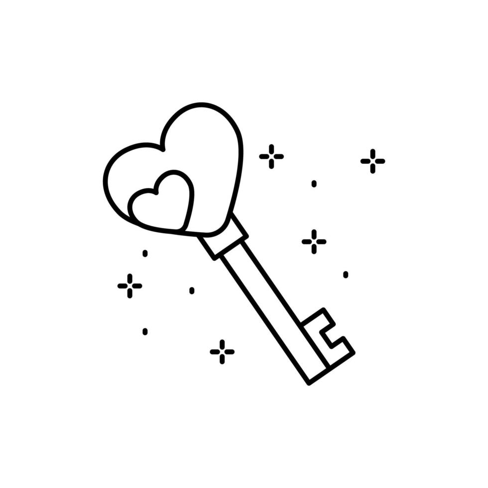 Key, heart vector icon