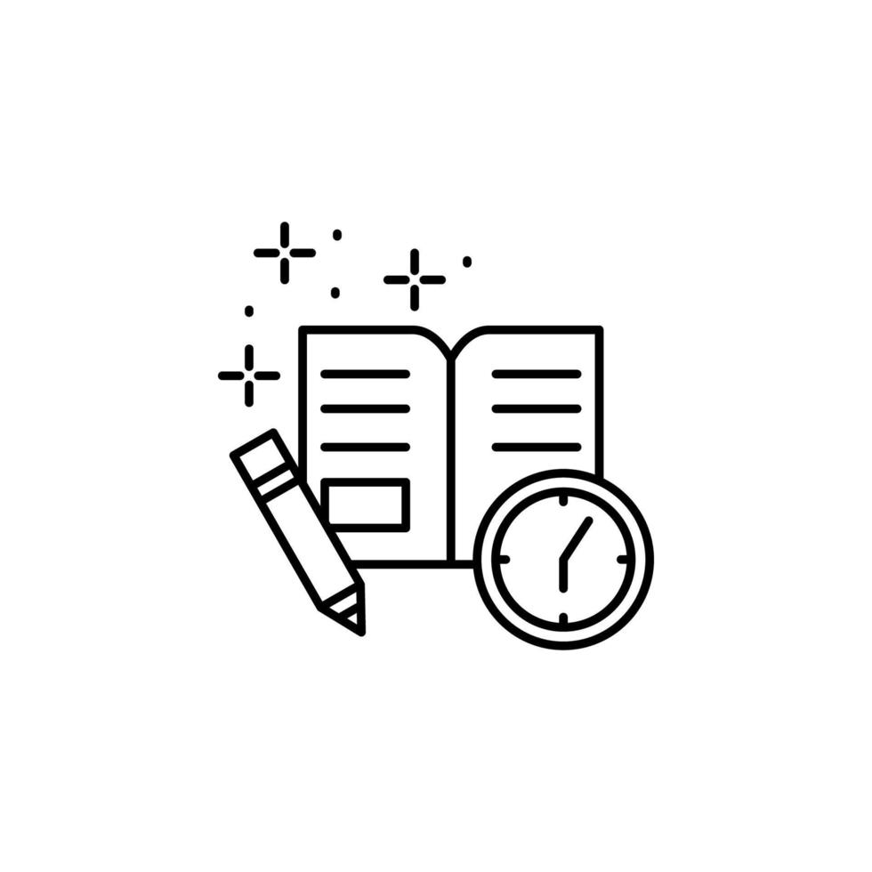 Clock pencil notebook vector icon