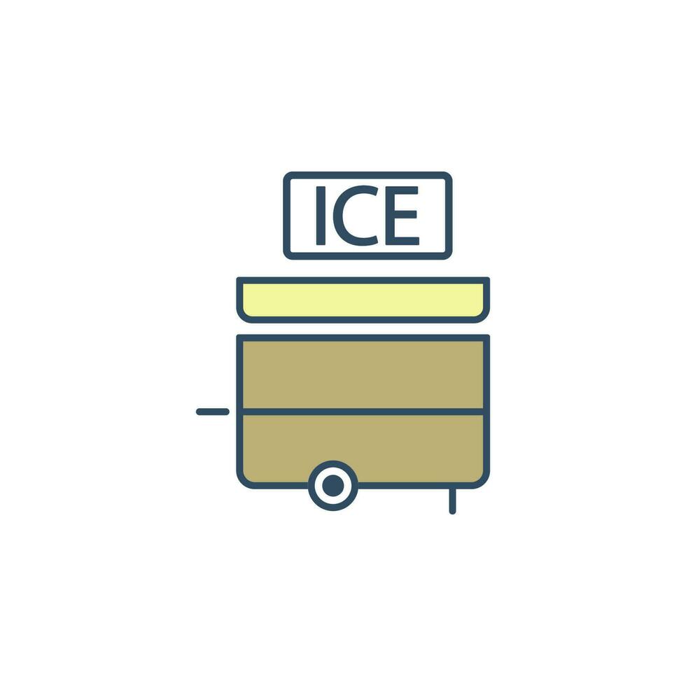 ice cream sales stall colored dusk style vector icon