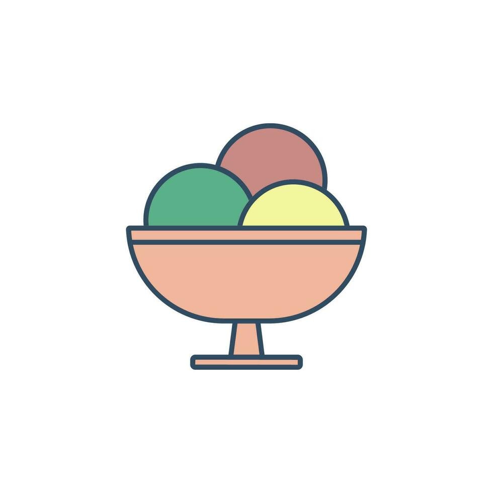 ice cream in saucer colored dusk style vector icon