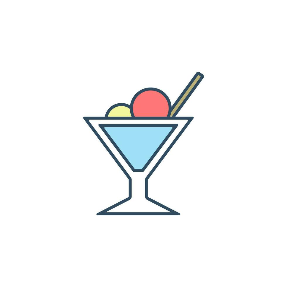 ice cream in saucer colored dusk style vector icon