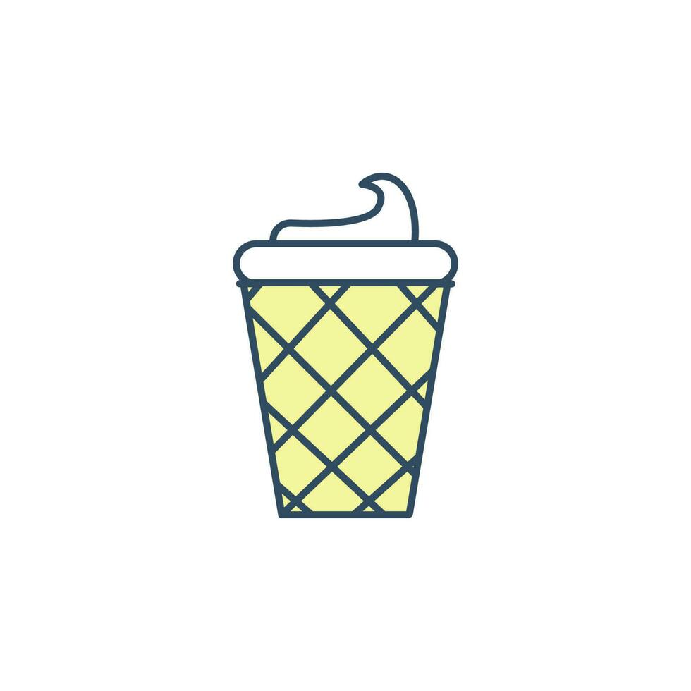 ice cream in waffle cup colored dusk style vector icon