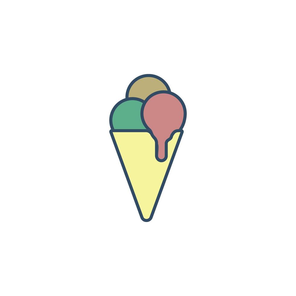 ice cream in horn colored dusk style vector icon