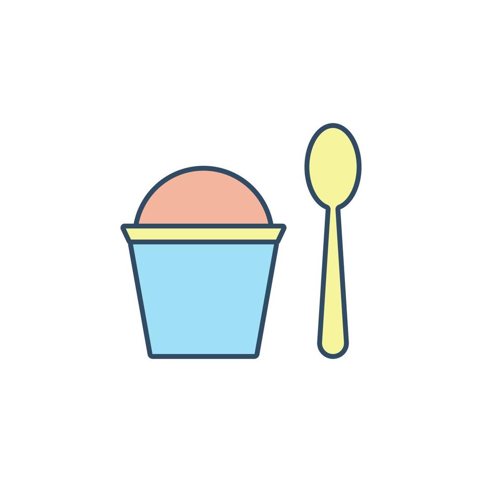 ice cream with spoon colored dusk style vector icon