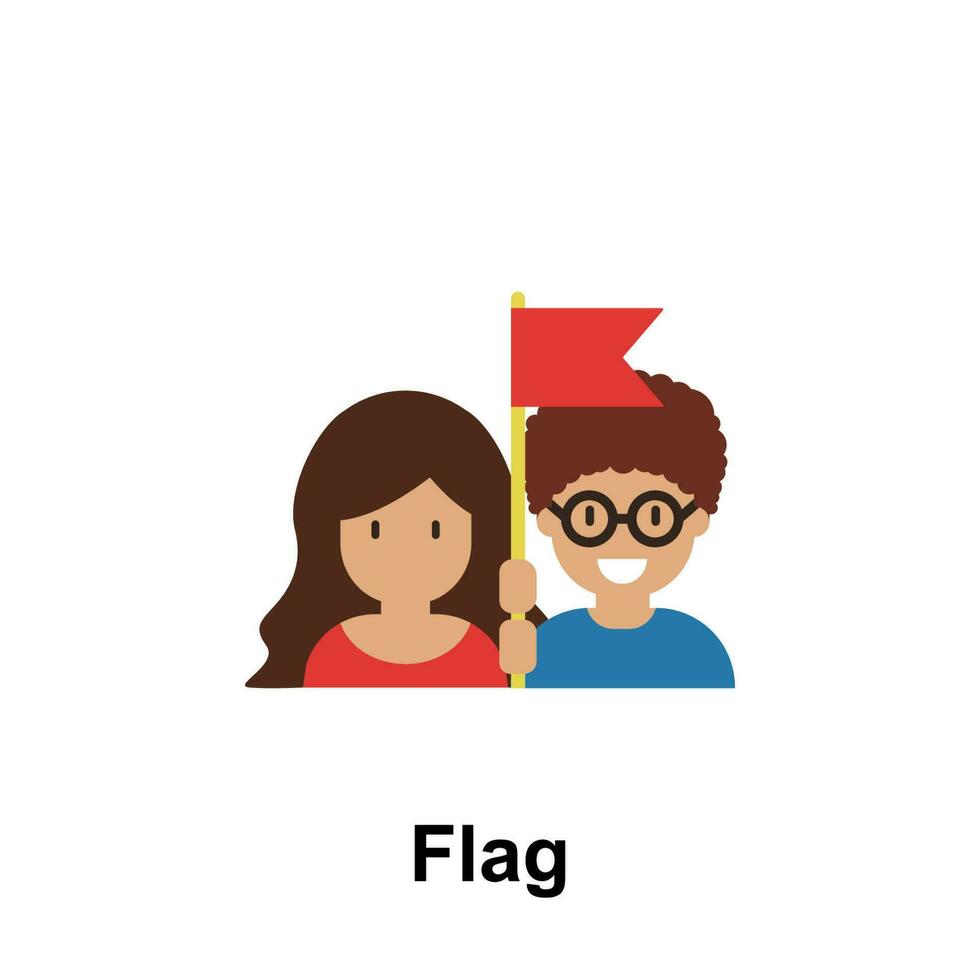 flag, friends color vector icon