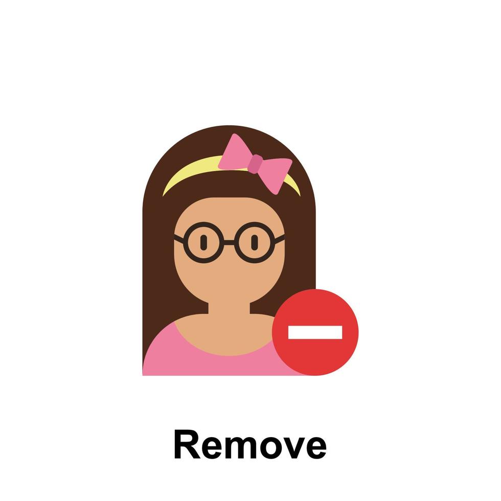 remove, female color vector icon