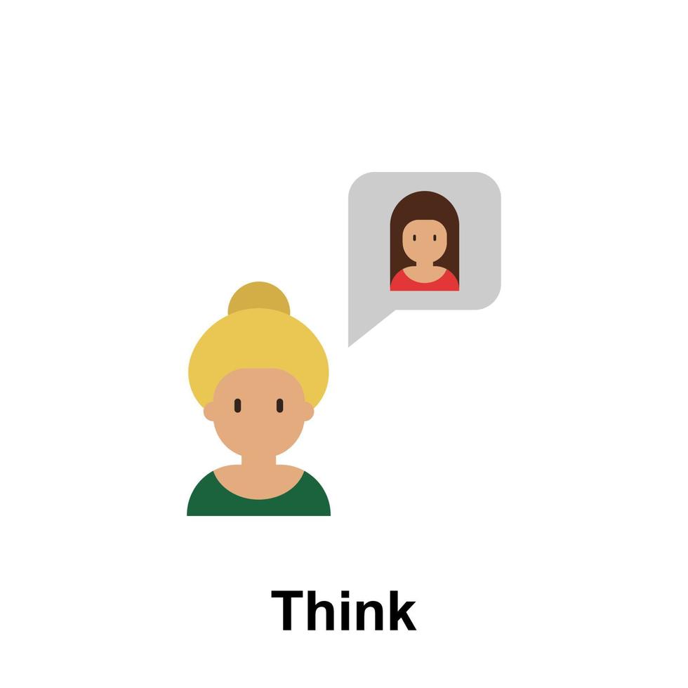 think, female color vector icon