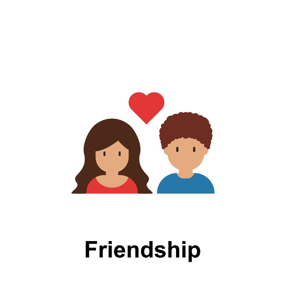 friends, heart, couple color vector icon