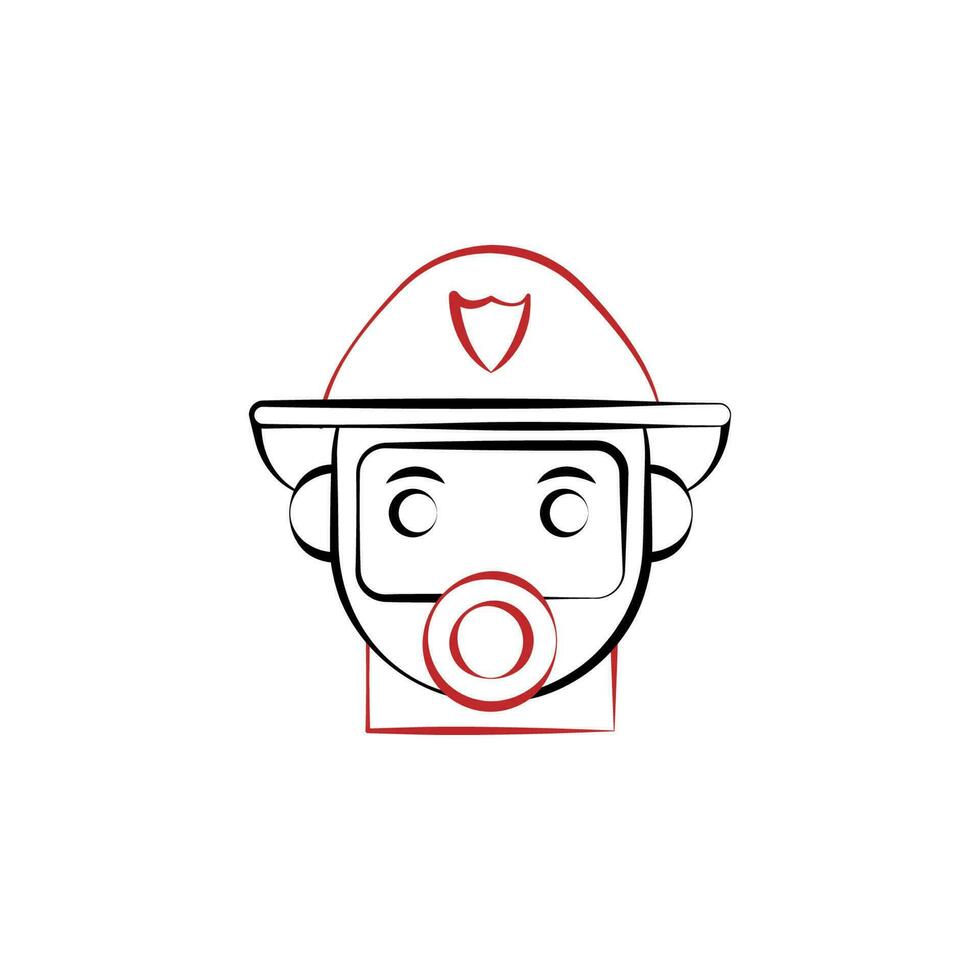 Firefighter, gas mask two color vector icon