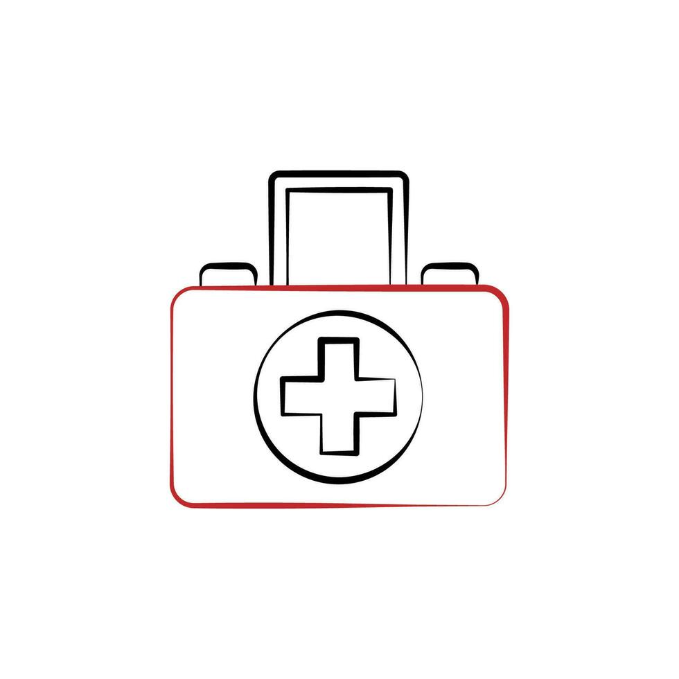 Firefighter, first aid kit two color vector icon