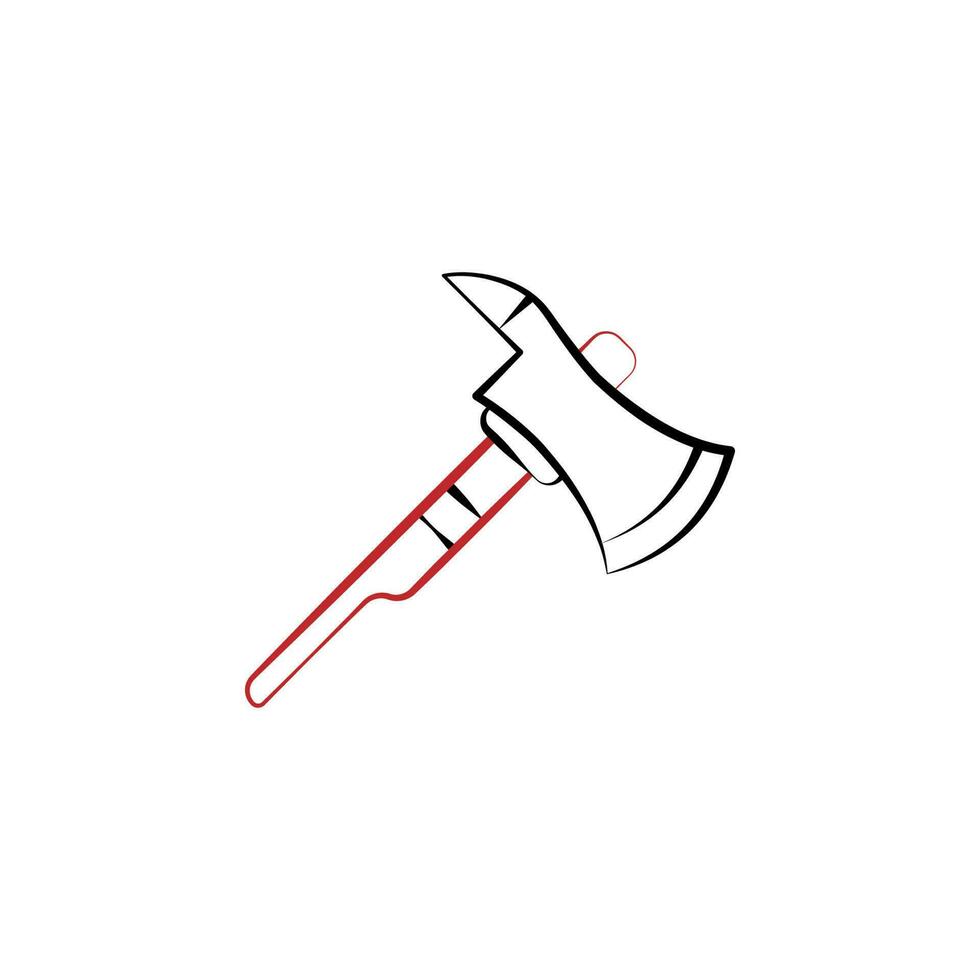 Firefighter, axe two color vector icon