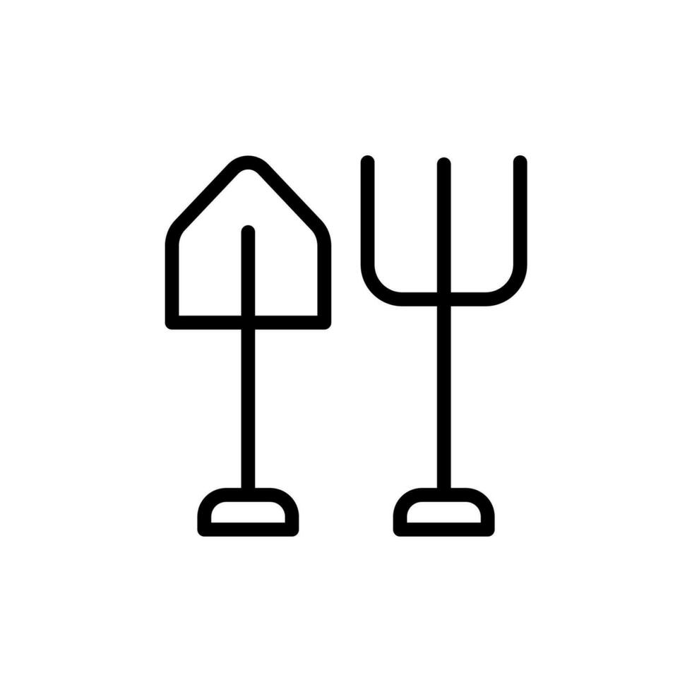 Shovel, pitchfork vector icon