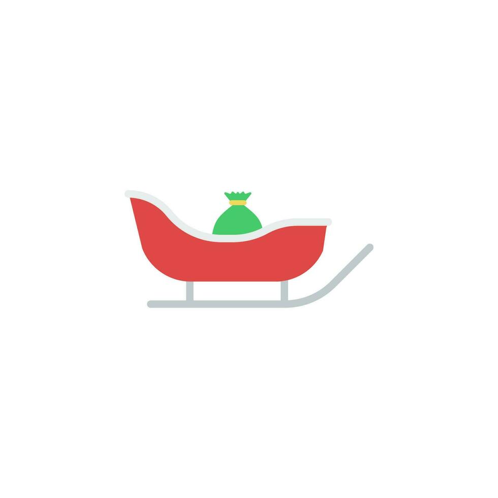 Christmas ,sleigh 2 colored line vector icon