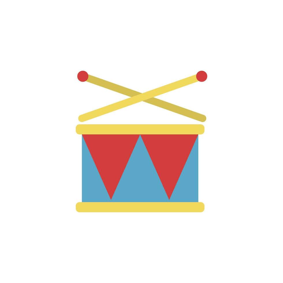 Christmas drum 2 colored line vector icon