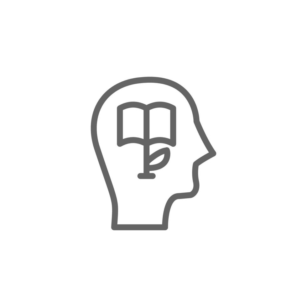 Knowledge, head, book vector icon