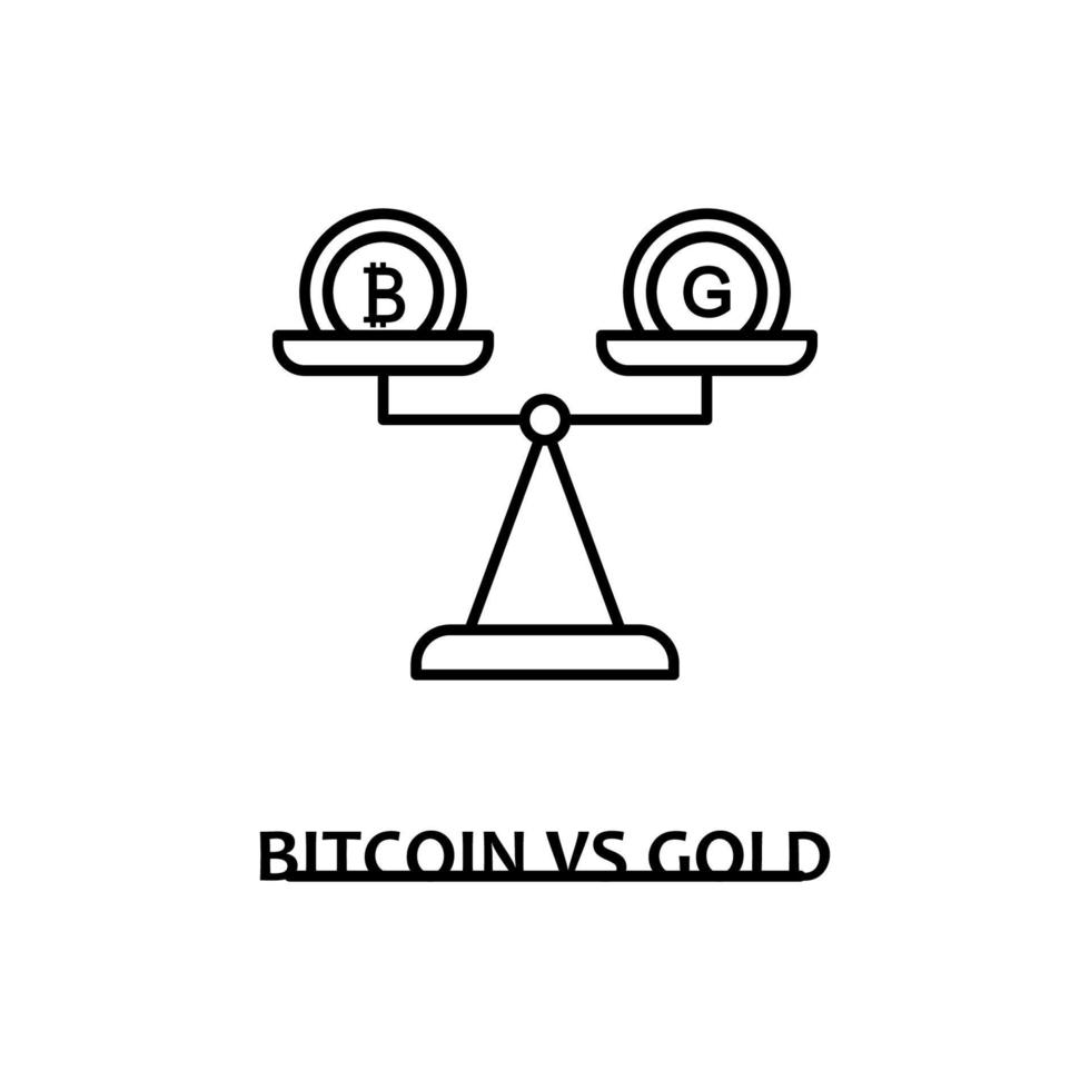 bitcoin vs gold vector icon