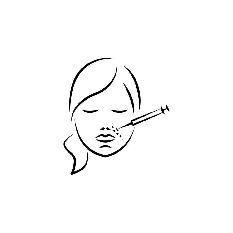 face, injection hand drawn vector icon