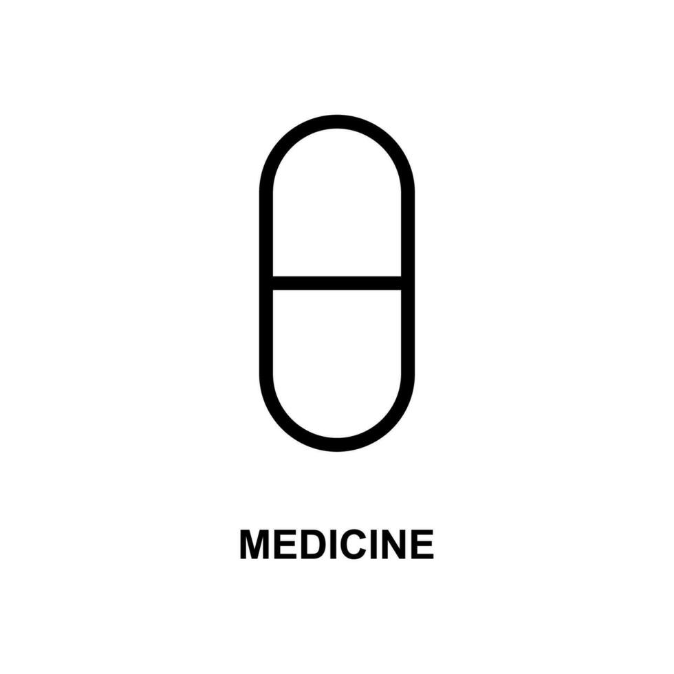 medicine pill simple line vector icon