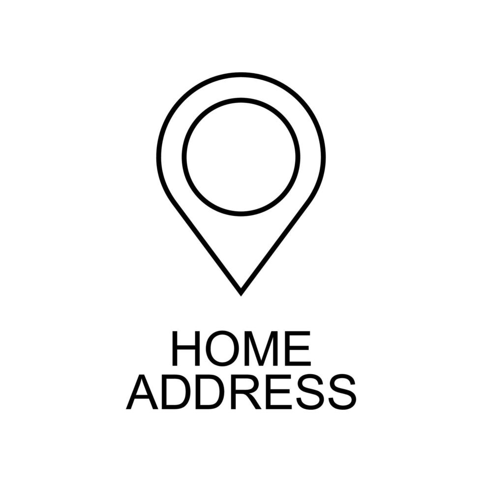 home address in pin line vector icon