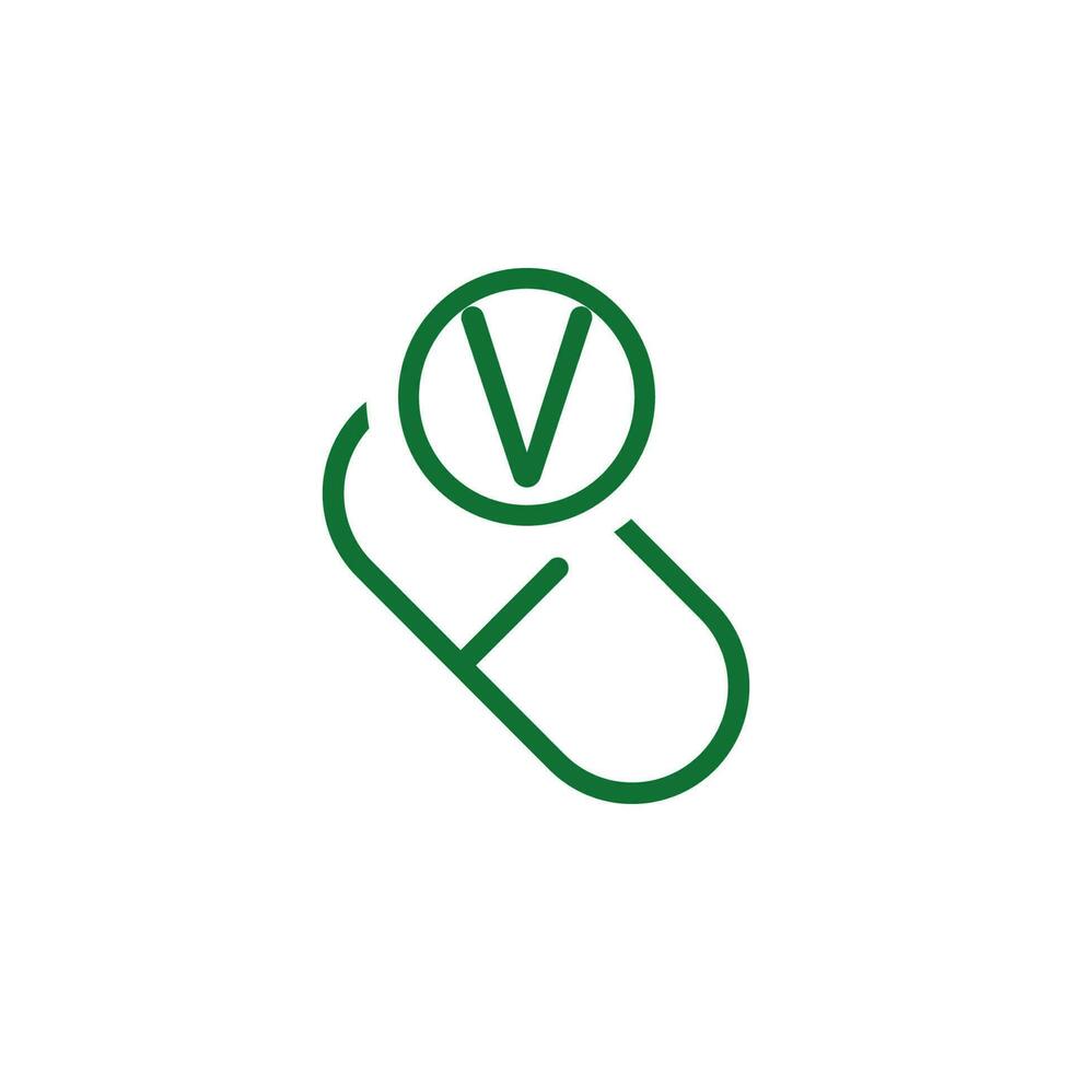 Vitamin V green vector icon