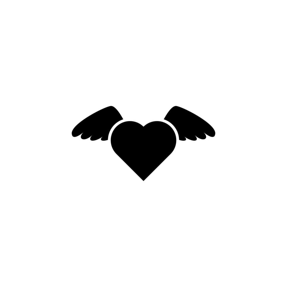 heart flat, wings vector icon