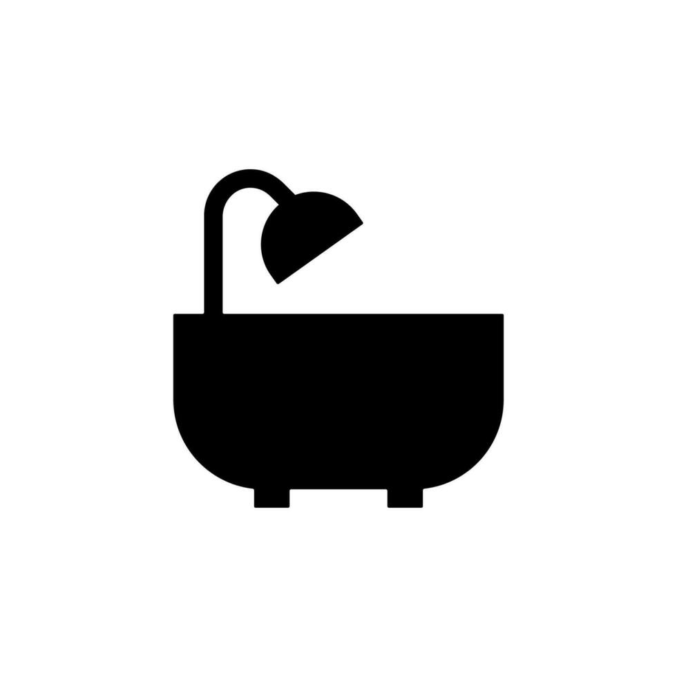 bañera con ducha glifo vector icono