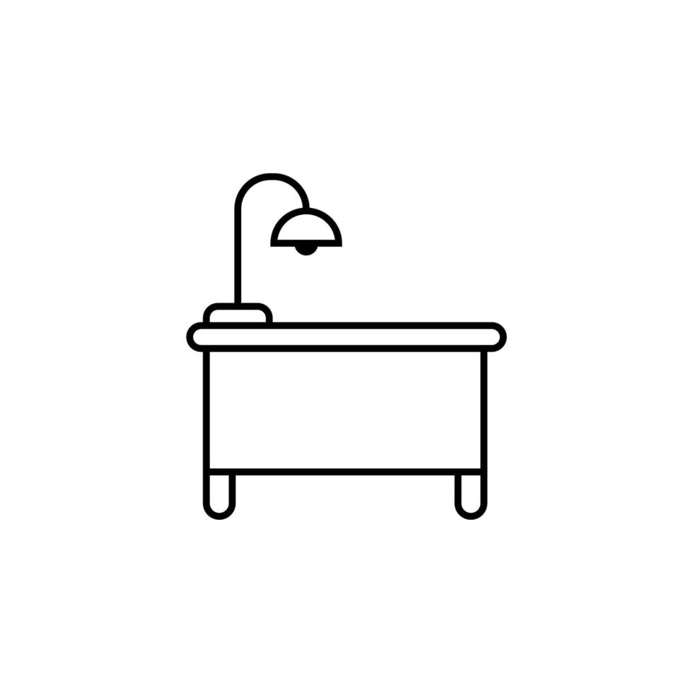 escritorio con lámpara vector icono