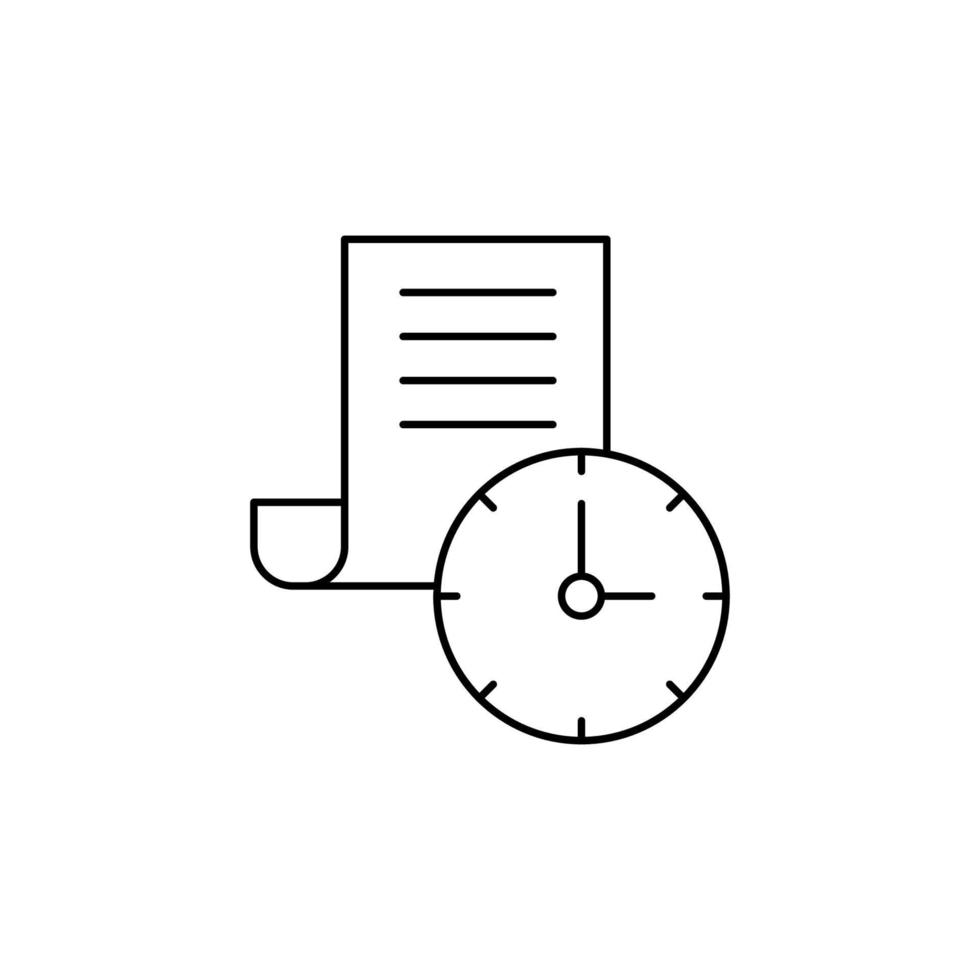 documento, trabajar, hora vector icono