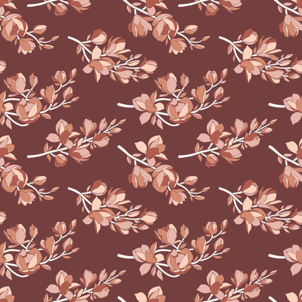 Seamless pattern with blooming magnolia buds, vector. vector
