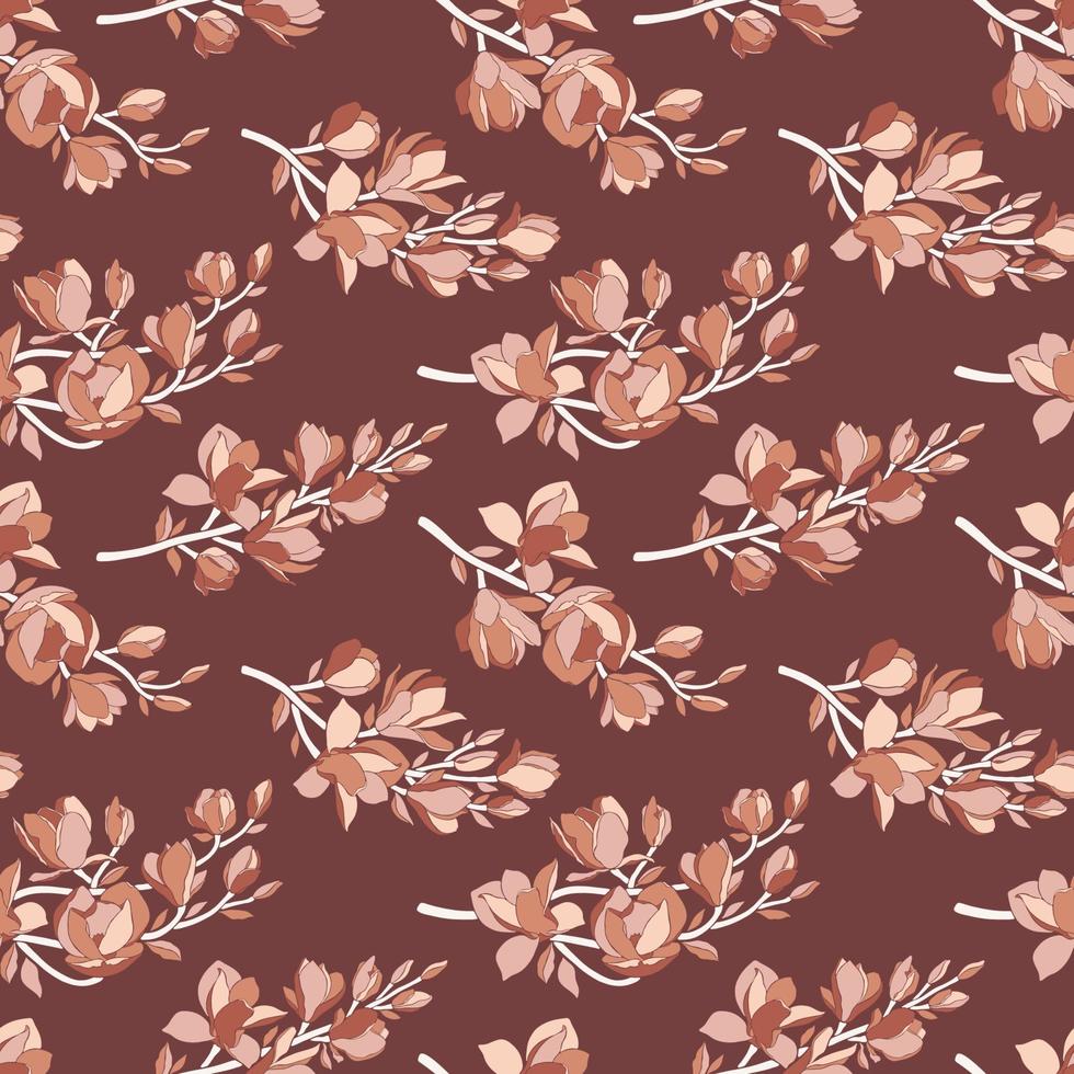 Seamless pattern with blooming magnolia buds, vector. vector