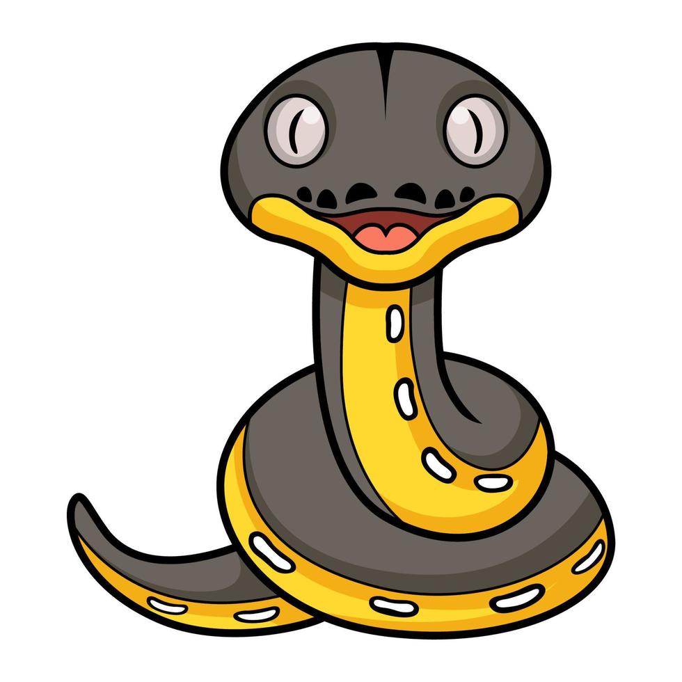 Cute platinum titanium reticulated python cartoon vector