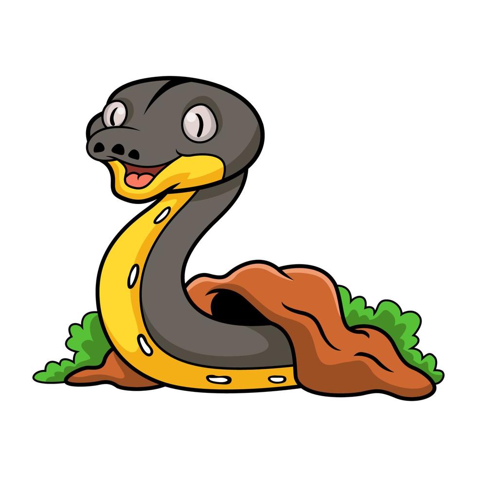 Cute platinum titanium reticulated python cartoon vector