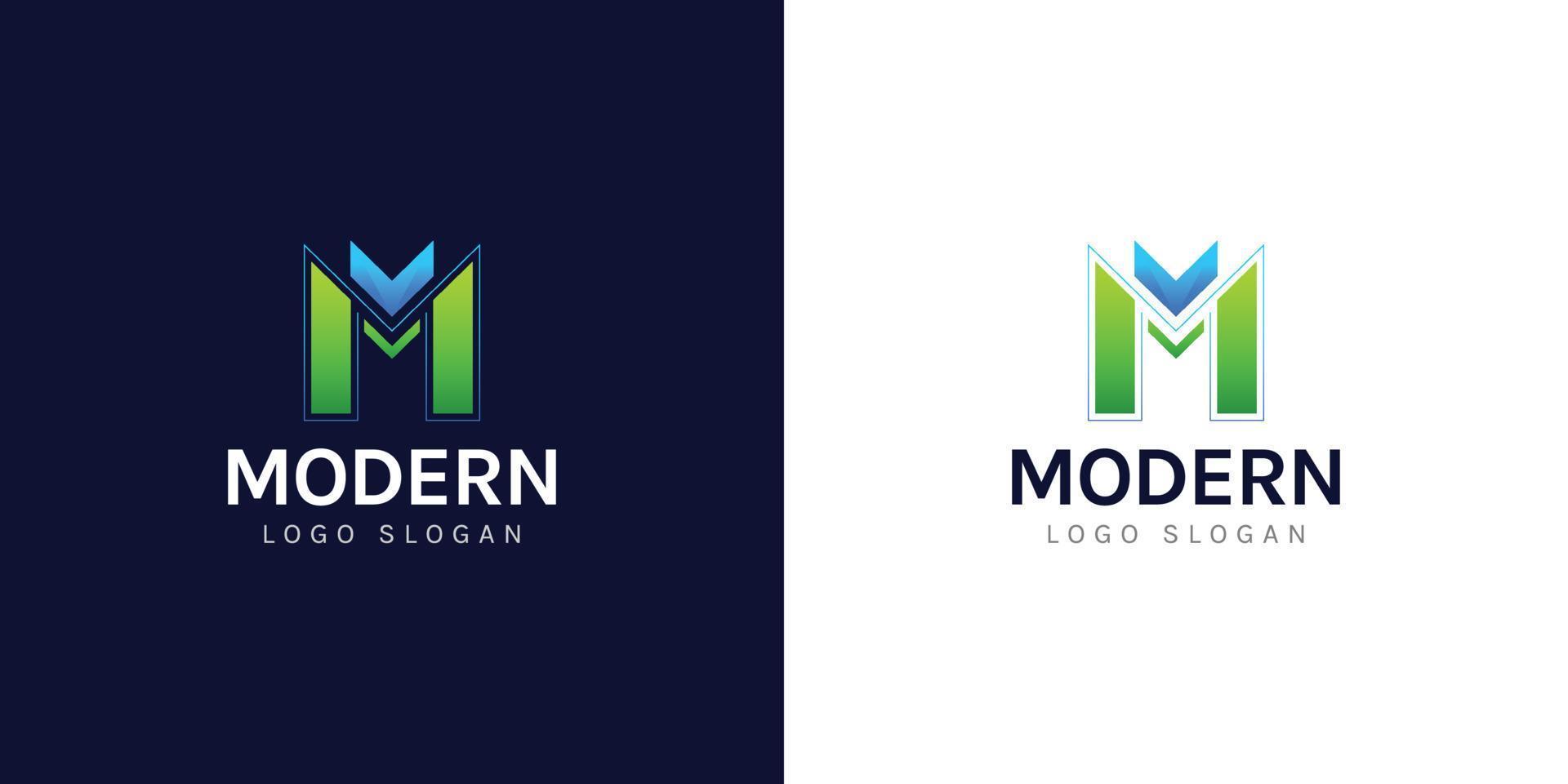 M letter logo design template with gradient color vector