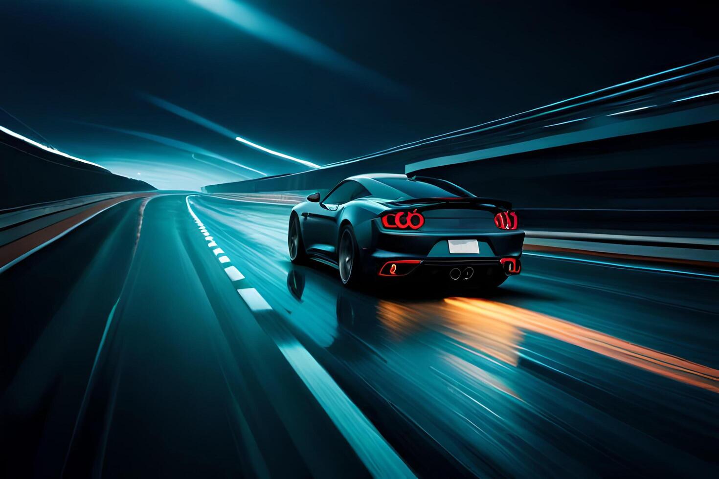 Sport car on the road with motion blur background photo