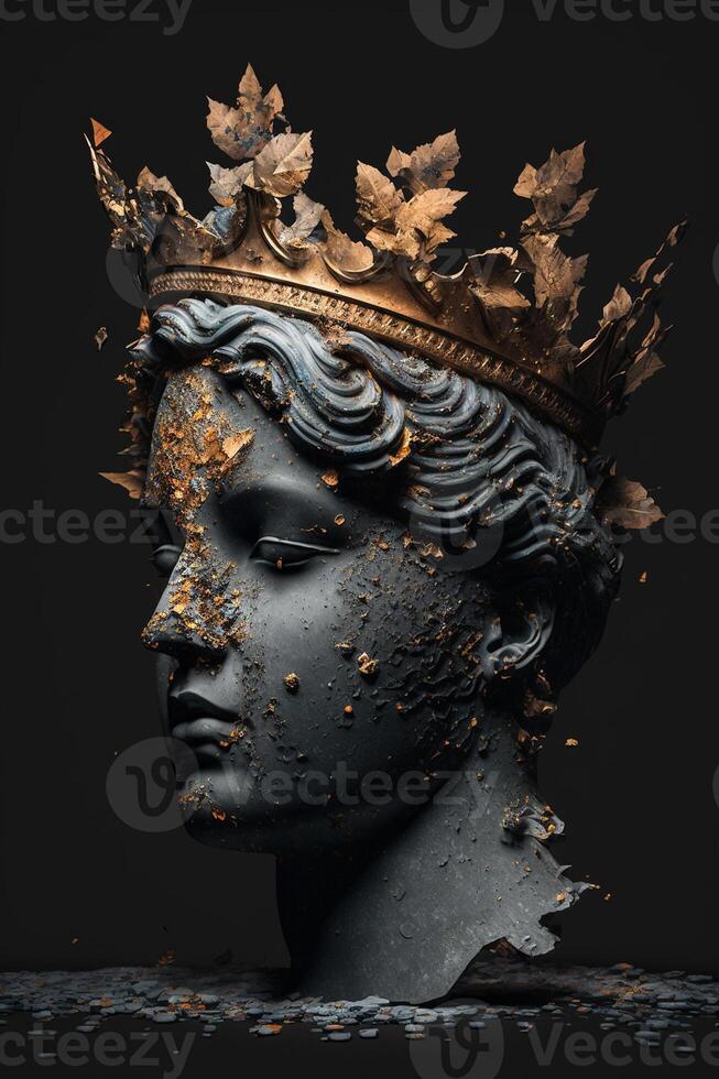 Bronze statue of a queen with crown on her head photo